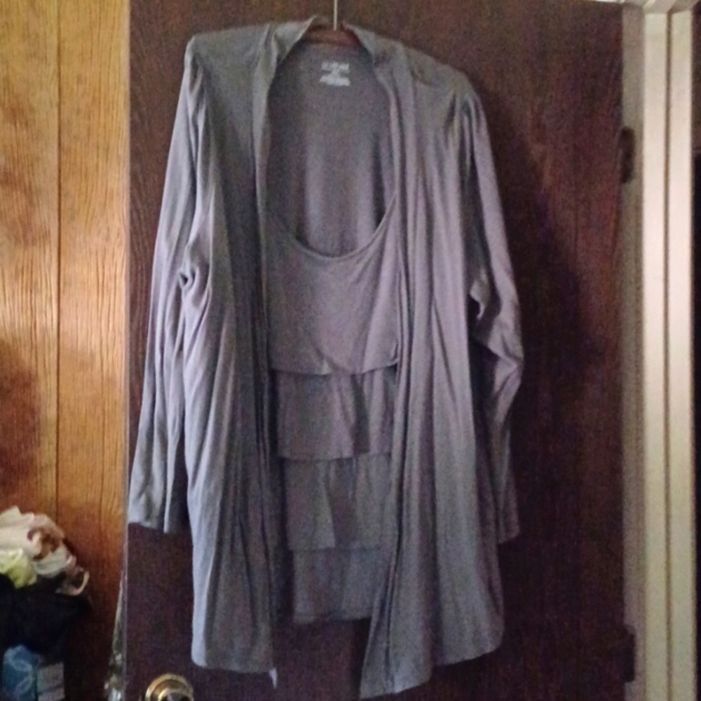 BOHO top, gray top with attached jacket